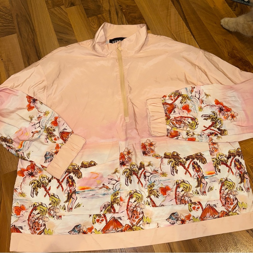 Royalty by Maluma 3/4 zip Hawaiian aloha wind‎ breaker like pullover NWOT LARGE